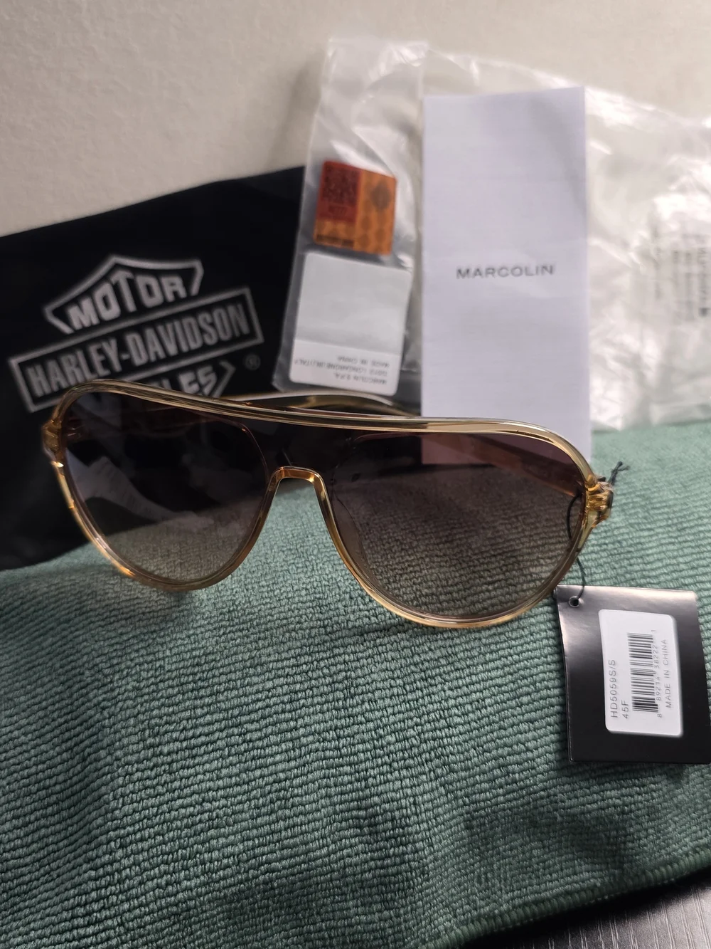 Harley‑Davidson Aviator Pilot Sunglasses HD5059S 45F Gold With Pouch – BNWT$160